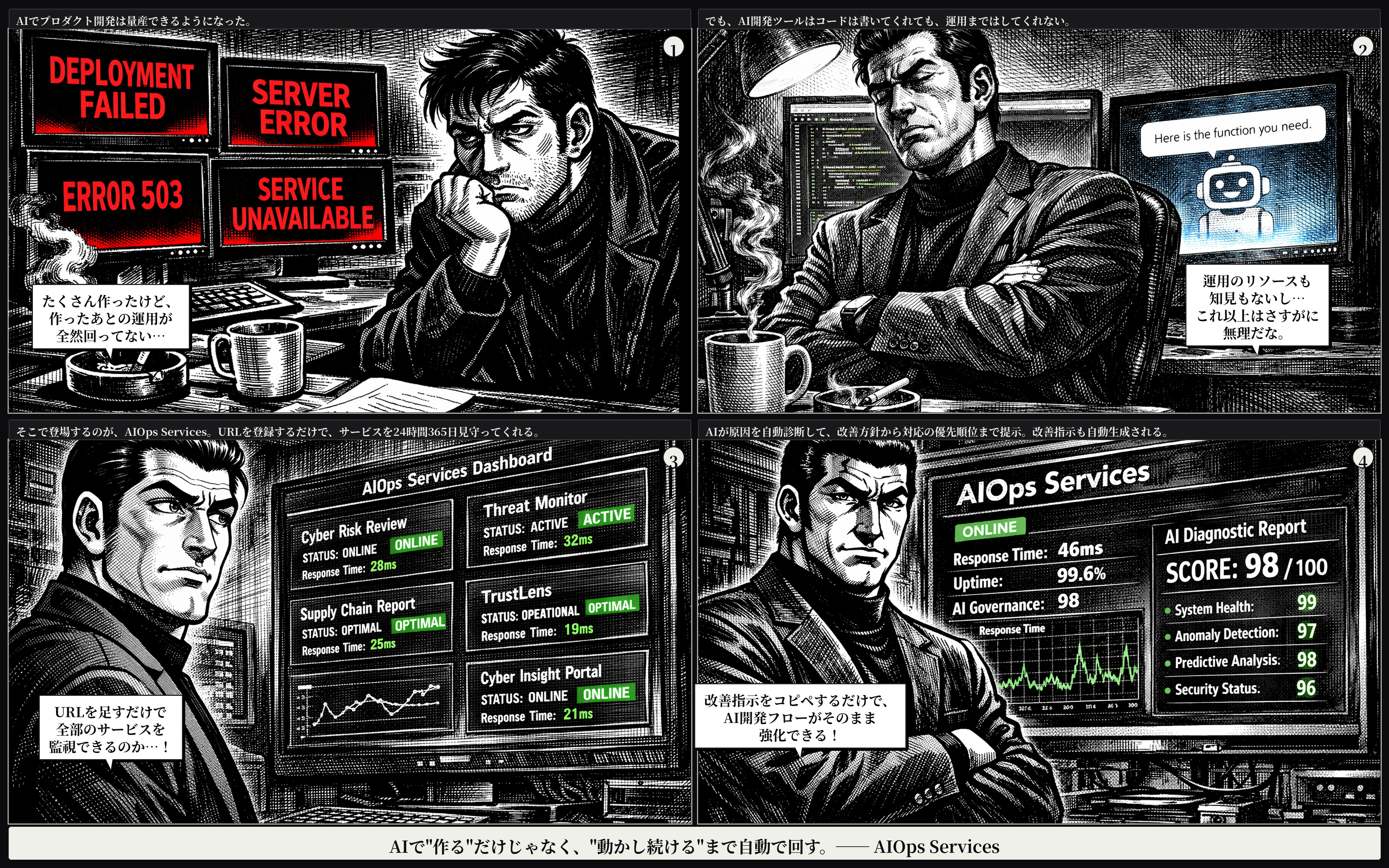 AIで作るだけじゃなく、動かし続けるまで自動で回す。AIOps Services